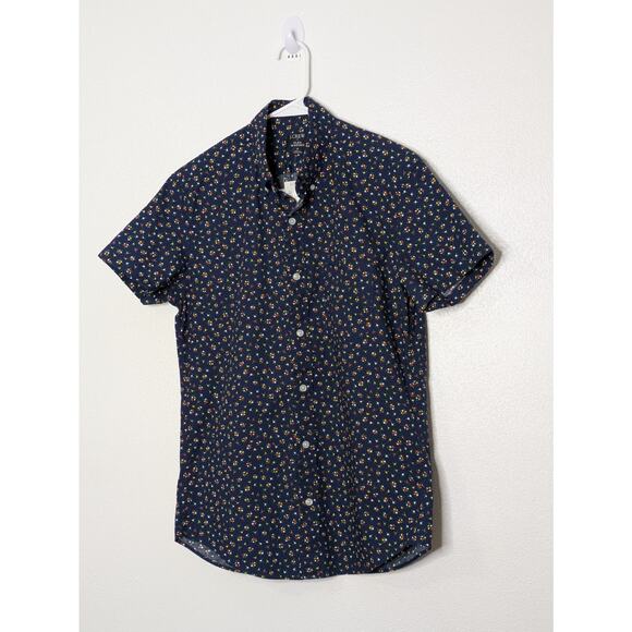 J.crew Flex Washed Blue Floral Print Slim Button Down Short Sleeve Men Size S - Picture 3 of 6